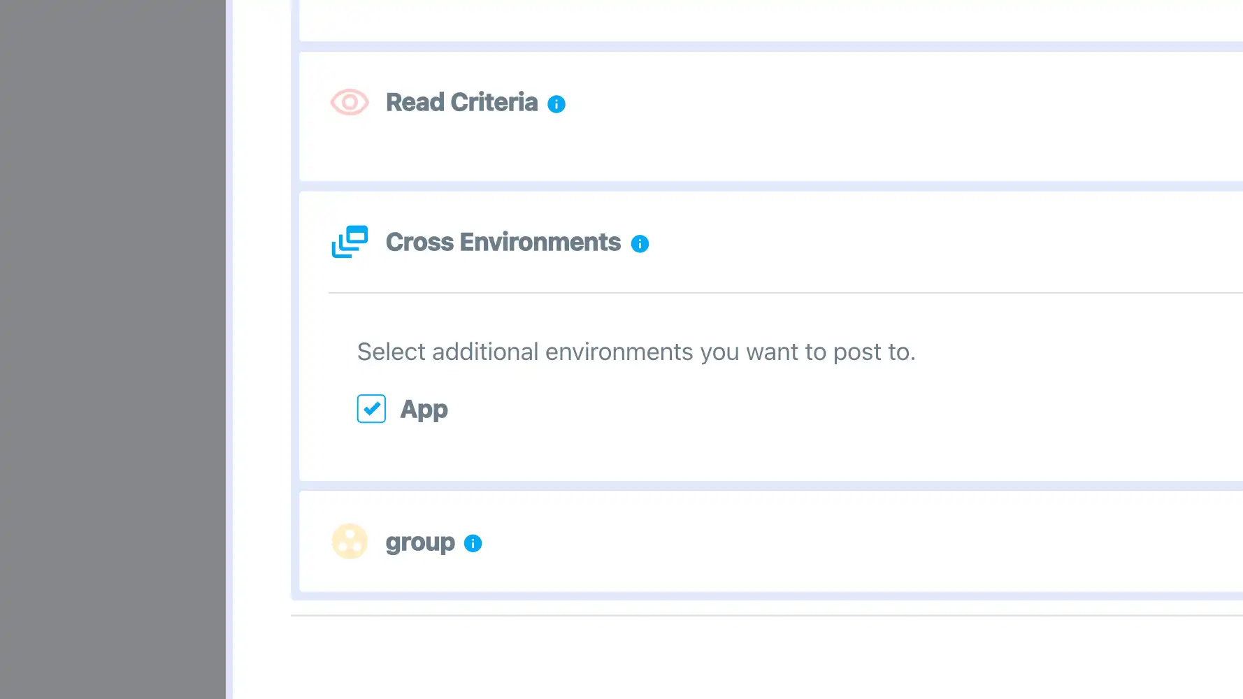 Appdate.io screen focused on posting to multiple environments settings.